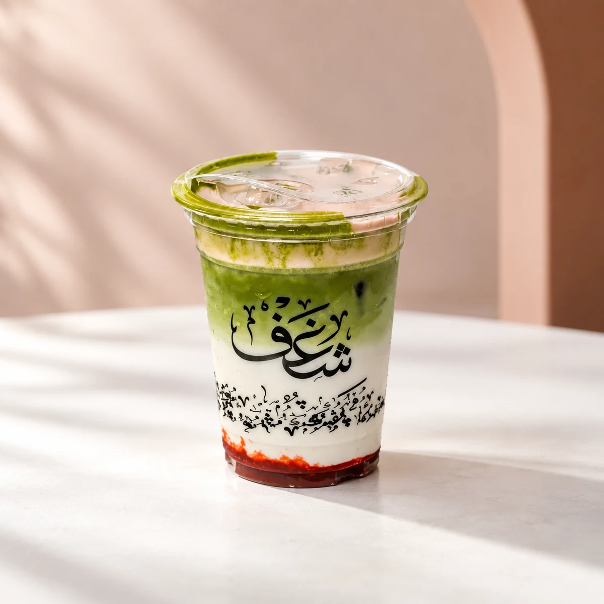 Strawberry matcha at Shaghf Cafe