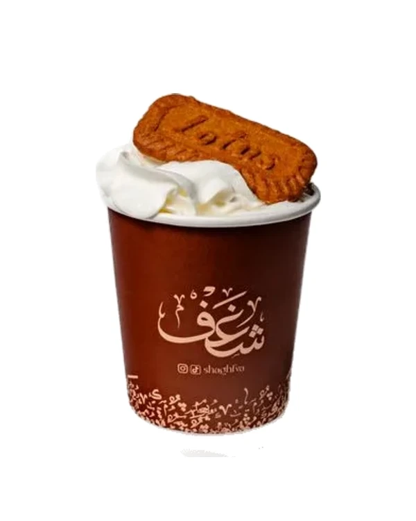 Hot Biscoff Latte at Shaghf Cafe