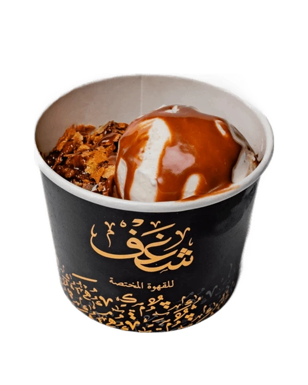 Scoop Cookie with ice cream in a Shaghf cup